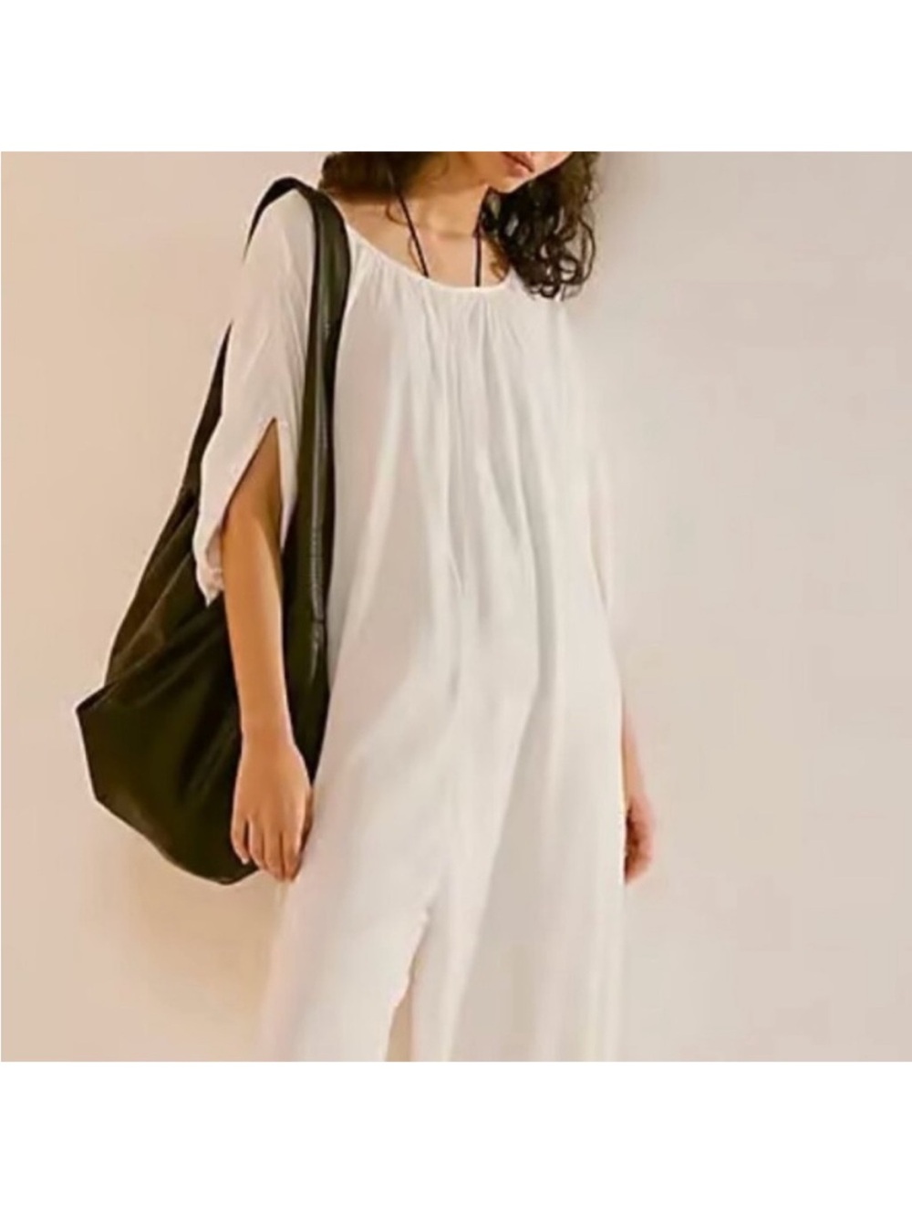 Free People Medium Onesie Milo One-Piece Romper Onesie Linen Blend in Ivory - Picture 9 of 13